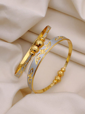 SHIVAY FASHION HUB Alloy Pearl Gold-plated Bangle Set