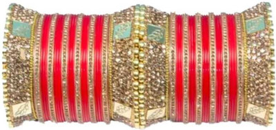 Bulk Trendz Plastic Cubic Zirconia Gold-plated Bangle Set(Pack of 10)