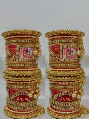 HADIYA Plastic Zircon Gold-plated Chudas(Pack of 22)