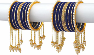 ZINEKA Metal Beads, Pearl, Zircon Gold-plated Bangle Set(Pack of 10)