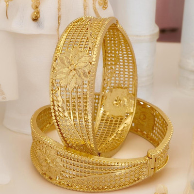 Jewels Kafe Brass Gold-plated Bangle Set(Pack of 2)