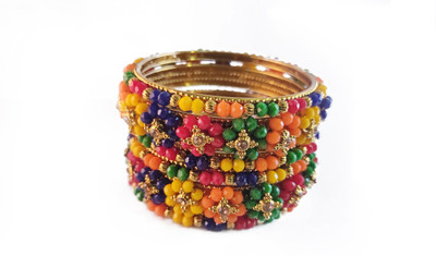 tysi Metal Beads Bangle Set(Pack of 6)