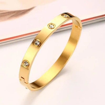 ADF Stainless Steel Gold-plated Kada