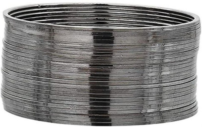 BAAN MATA Metal Black Silver Bangle Set(Pack of 10)