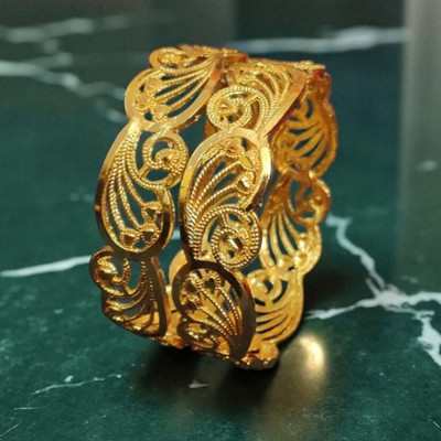 Dressberry Brass Diamond Gold-plated Bangle Set(Pack of 2)