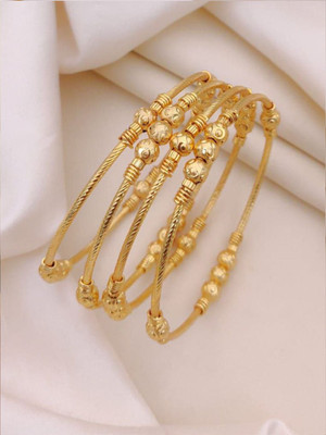 LYRISS Copper Gold-plated Bangle(Pack of 4)