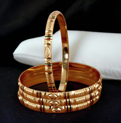 Lucky Jewellery Alloy Gold-plated Bangle Set(Pack of 4)