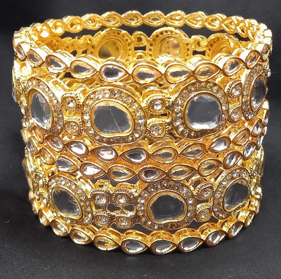 CHURA KING Alloy Crystal Gold-plated Bangle Set(Pack of 6)