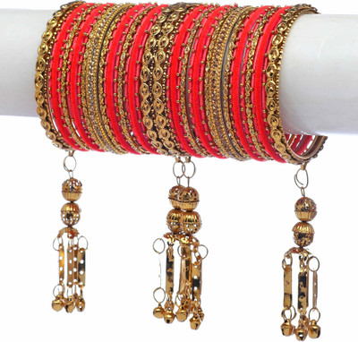 Rijoli Metal Zircon Gold-plated Bangle Set(Pack of 38)
