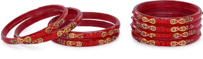 AFAST Glass Crystal Enamel Bangle Set(Pack of 8)