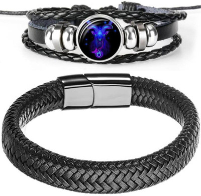 PIXFLIX Leather Charm Bracelet(Pack of 2)