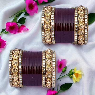 HouseOfCommon Plastic Beads, Zircon Bangle Set(Pack of 2)