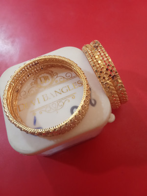 DeviCollections Metal Gold-plated Bangle Set(Pack of 4)
