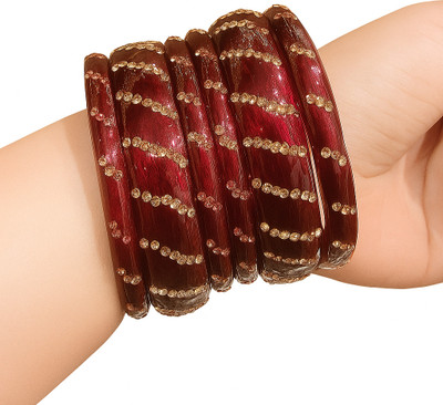 Mayra Creation Glass Cubic Zirconia Bangle Set(Pack of 6)