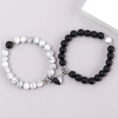 P.R.Prints Stone Silver Bracelet Set(Pack of 2)