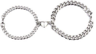 JS Enterprises Stainless Steel Silver Bracelet(Pack of 2)