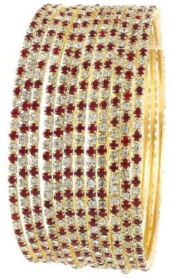 CaratYogi Metal Cubic Zirconia Gold-plated Bangle Set(Pack of 12)