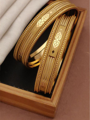 LYRISS Copper Gold-plated Bangle(Pack of 2)