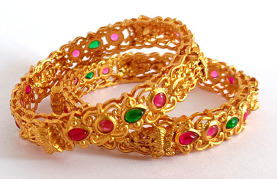 JAIRA GOLD Alloy Gold-plated Bangle Set(Pack of 2)