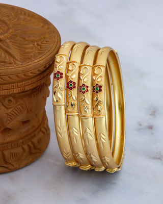 MHKART Brass Gold-plated Bangle Set(Pack of 4)