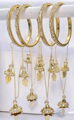 AD Fashion Bazaar Metal Zircon Gold-plated Bangle Set(Pack of 4)