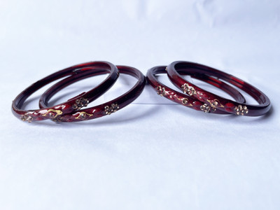 Karaavi Glass Crystal Enamel Bangle Set(Pack of 4)