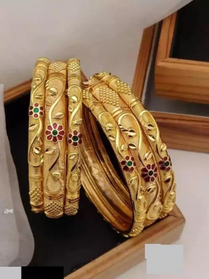 GJ FASHION Brass Beads Gold-plated Bangle