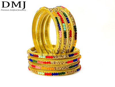 DMJ Plastic Zircon Bangle Set(Pack of 8)