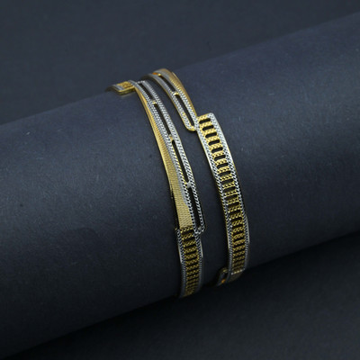 Opal Touch Brass Cubic Zirconia Gold-plated Bangle Set(Pack of 2)