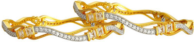 ACCESSHER Brass Bangle Set(Pack of 2)