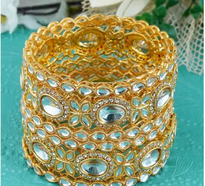 vkat Metal, Alloy Cubic Zirconia Gold-plated Bangle Set(Pack of 6)