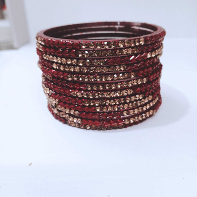 Sri moksha Glass Cubic Zirconia Bangle(Pack of 10)
