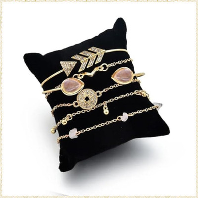 Vimich Alloy Cubic Zirconia Gold-plated Bangle Set(Pack of 6)