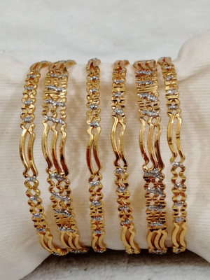 HouseOfCommon Brass Gold-plated Bangle Set(Pack of 6)