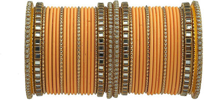 LYBASHINE Metal Crystal Bangle Set(Pack of 10)