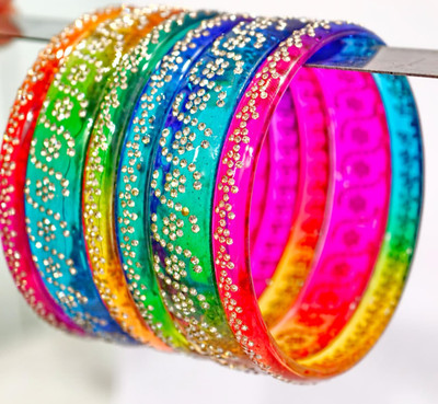 DIVINE GLASS Glass Bangle Set(Pack of 6)