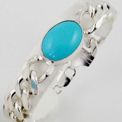 Animated Stone Turquoise Silver Bracelet