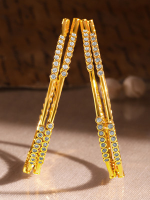 RUBANS Brass Gold-plated Bangle Set(Pack of 4)