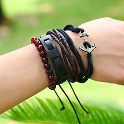 University Trendz Leather Bracelet Set(Pack of 4)