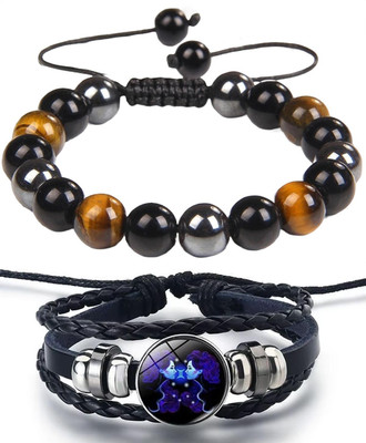 PIXFLIX Stone, Leather Charm Bracelet(Pack of 2)
