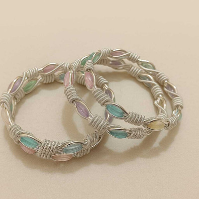 shinesecret Alloy Beads Silver Bracelet Set(Pack of 4)