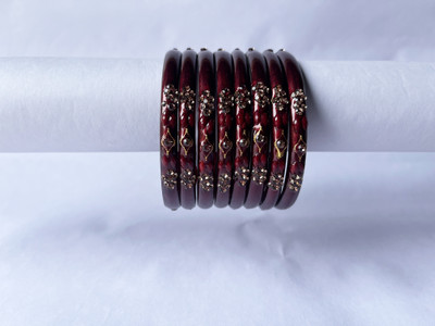 Karaavi Glass Crystal Enamel Bangle Set(Pack of 8)