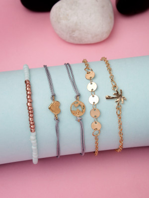 Scintillare by Sukkhi Alloy Gold-plated Bracelet Set(Pack of 5)