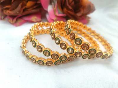 Rajwadi Alloy Pearl Gold-plated Bangle Set(Pack of 4)