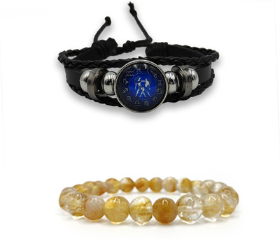 BHAGYA G Citrine Crystal Bracelet(Pack of 2)