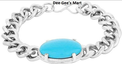 m a enterprises Steel Turquoise Silver Coated Bracelet