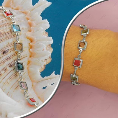 THANU'S CRAFT Metal Crystal Silver Bracelet