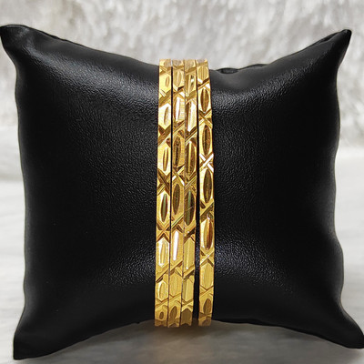 RoyalGold Brass Gold-plated Bangle Set(Pack of 4)