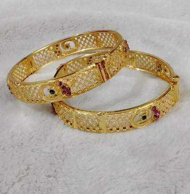 HouseOfCommon Brass Gold-plated Bangle Set(Pack of 2)