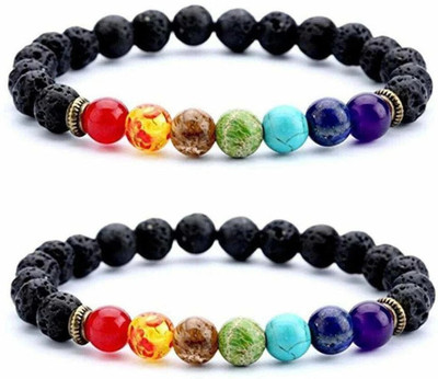 SUKHAD Stone Agate, Crystal, Turquoise, Quartz, Lapis Lazuli Bracelet Set(Pack of 2)